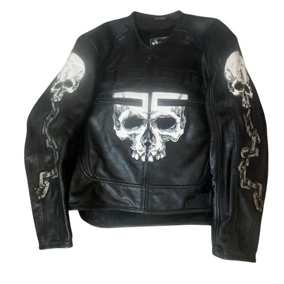 ICON Skull Leather Biker Jacket breathable remove able armour padding. Men’s XL - Picture 3 of 16
